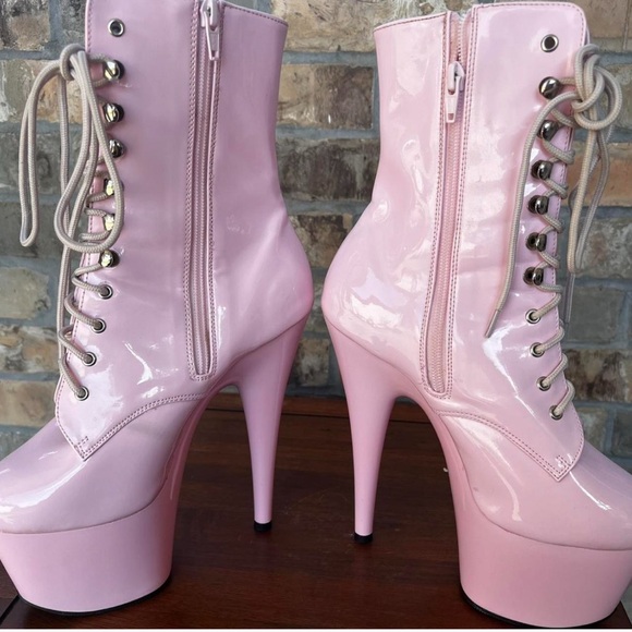 Pleaser pink ankle boots, 7 inch heel - Picture 4 of 5